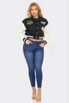 Truedames Varsity Patchwork Y2k Jacket In Black
