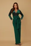 Truedames Velvet Top Fashion Jumpsuit In Green