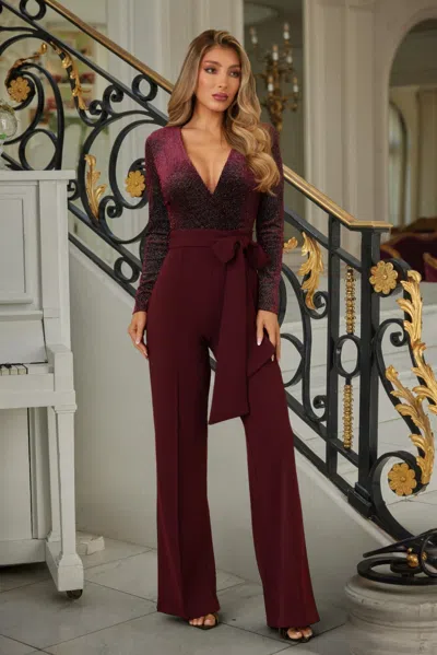 Truedames Velvet Top Fashion Jumpsuit In Multi