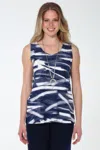 Truedames Venechia Pleated Print Sleeveless Tank Top In Blue