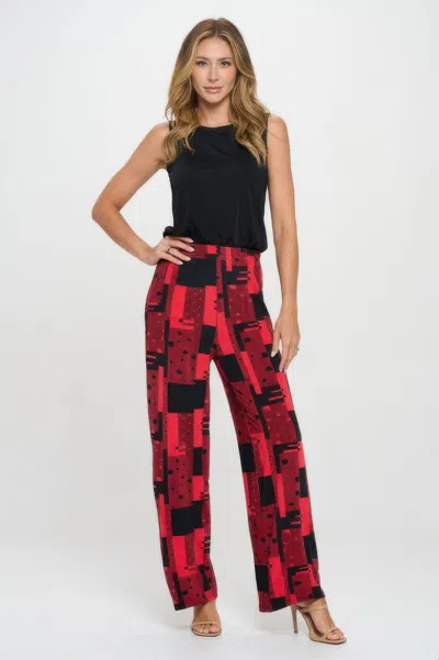 Truedames Venechia Pleated Wide Leg Pants In Red