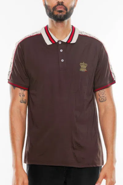 Truedames Version Couture Polo Button Down Shirt In Brown