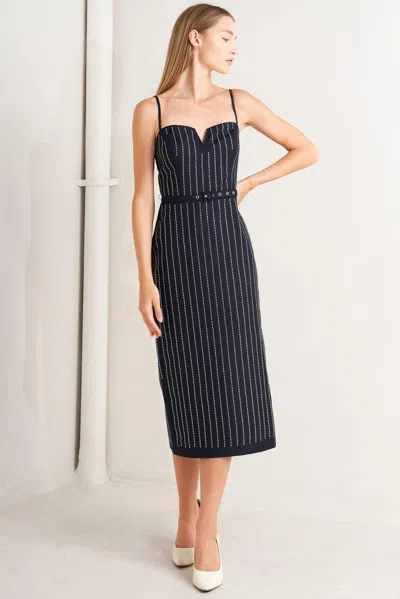 Truedames Vertical Grace Woven Midi Dress In Blue