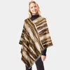 Truedames Vertical Patterned Poncho In Brown