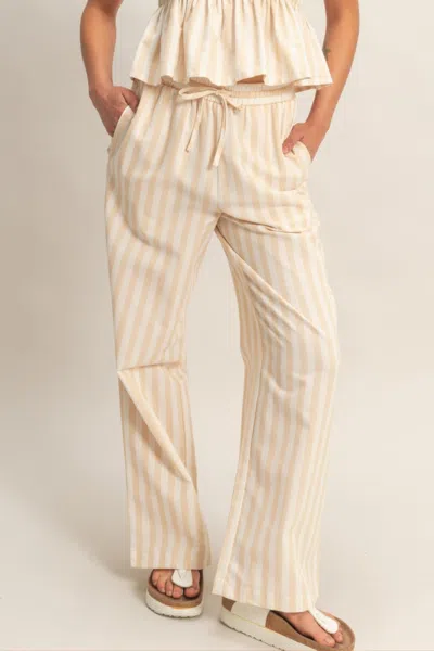 Truedames Vertical Striped Elastic Pants With Side Pockets In Neutral