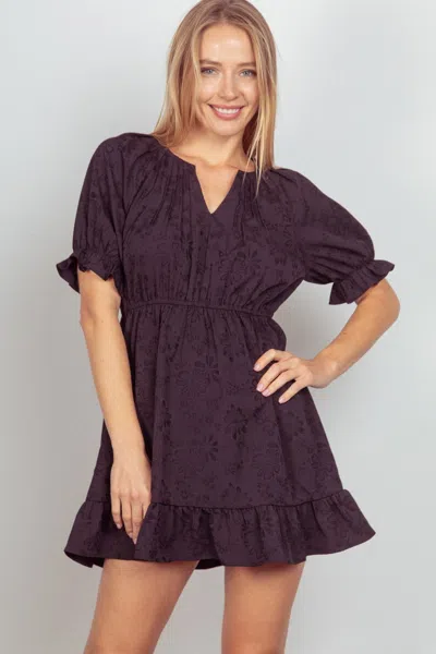 Truedames Very J Floral Textured Woven Ruffled Mini Dress In Black