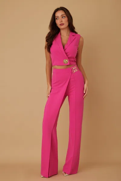 Truedames Vest Suit Sets In Pink