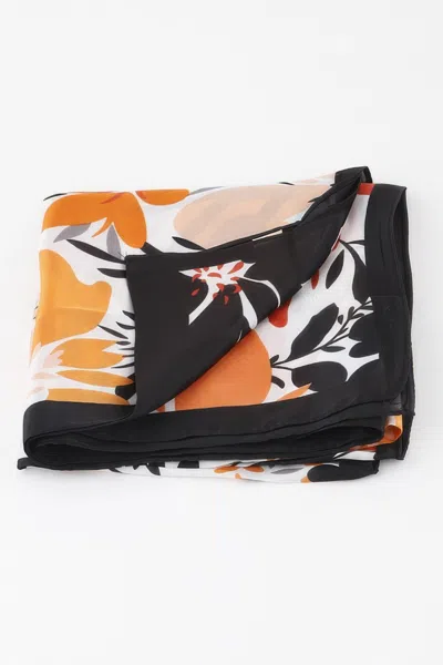 Truedames Vibrant Bloom Print Soft Draped Scarf In Black