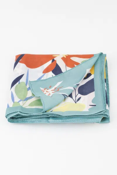 Truedames Vibrant Bloom Print Soft Draped Scarf In Blue
