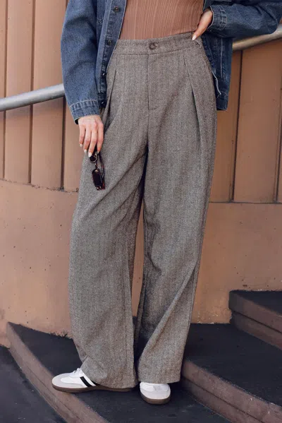 Truedames Vibrant Daze Woolen Pants In Brown