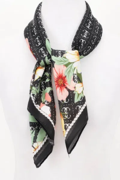 Truedames Vibrant Floral Print Bandana For Everyday Charm In Black