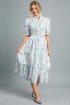 Truedames Vibrant Ruffle Smocked Midi Dress In Multi