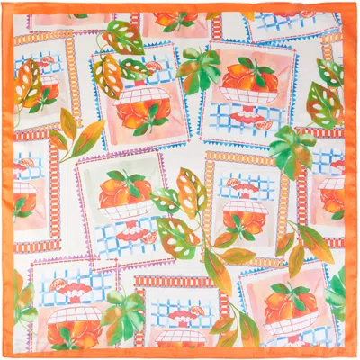 Truedames Vibrant Summer Fruit Print Square Bandana Scarf In Orange
