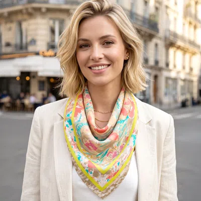 Truedames Vibrant Watercolor Floral Pattern Square Bandana Scarf In Grey