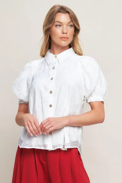 Truedames Vineyard Stroll Ivory Woven Top In Multi