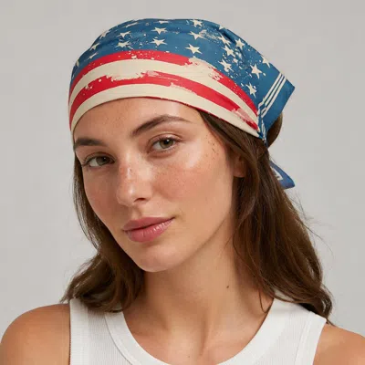 Truedames Vintage American Usa Flag Print Square Scarf In Multi