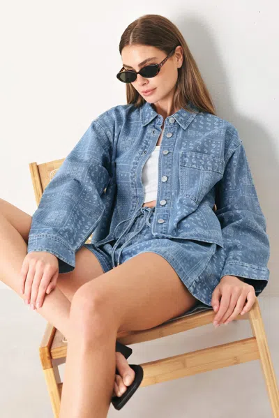 Truedames Vintage Bandana Denim Jacket In Blue