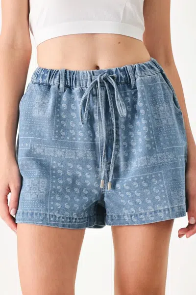 Truedames Vintage Bandana Denim Shorts In Blue