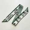 Truedames Vintage Carriage Pattern Printed Twilly Skinny Scarf In Green