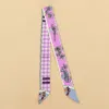 Truedames Vintage Carriage Pattern Printed Twilly Skinny Scarf In Pink