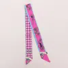 Truedames Vintage Carriage Pattern Printed Twilly Skinny Scarf In Pink