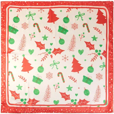 Truedames Vintage Christmas Pattern Square Bandana Scarf In Red