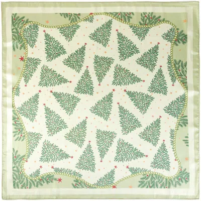 Truedames Vintage Christmas Tree Pattern Square Bandana Scarf In Green