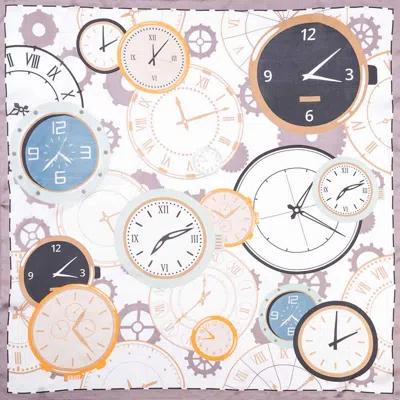 Truedames Vintage Clock Pattern Print Square Bandana Scarf In Blue