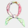 Truedames Vintage Floral Bloom Printed Square Silky Satin Scarf In Green