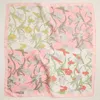 Truedames Vintage Iris Floral Printed Square Silky Satin Scarf In Pink