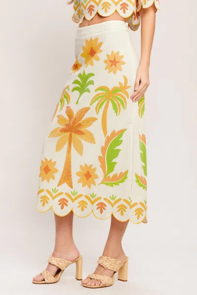 Truedames Vintage Island Woven Midi Skirt In Multi