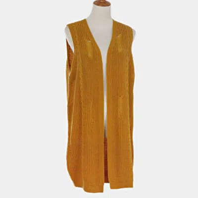 Truedames Vintage Knit Open Long Vest In Orange
