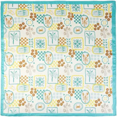 Truedames Vintage Lobster Seafood Pattern Print Square Bandana Scarf In Blue