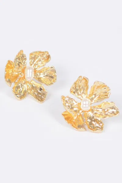 Truedames Vintage Metal Flower Earring In Gold