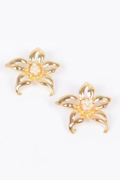 Truedames Vintage Metal Flower Earring In Gold