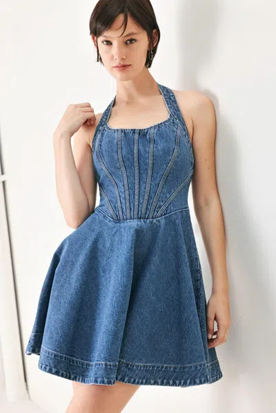 Truedames Vintage Shape Denim Mini Dress In Blue