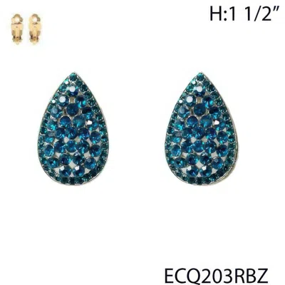 Truedames Vintage Styled Rhinestone Teardrop Clip Earrings In Blue