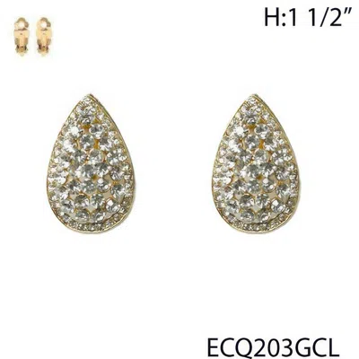 Truedames Vintage Styled Rhinestone Teardrop Clip Earrings In Gold
