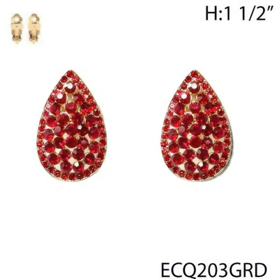 Truedames Vintage Styled Rhinestone Teardrop Clip Earrings In Red