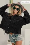 Truedames Vintage Washed Corduroy Jacket In Black