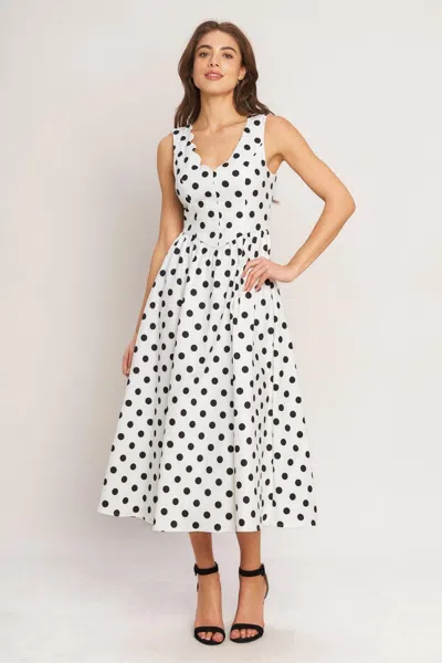 Truedames Vintage Whisper Polka Woven Midi Dress In White