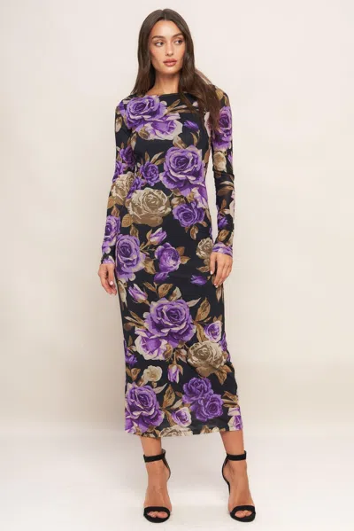 Truedames Violet Embrace Power Mesh Midi Dress In Black