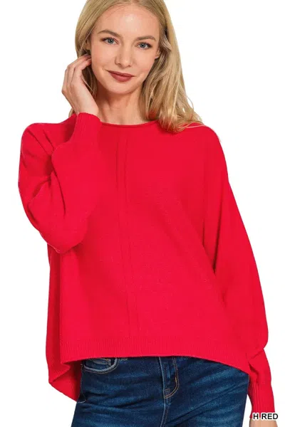 Truedames Viscose Front Seam Round-neck Sweater In Red