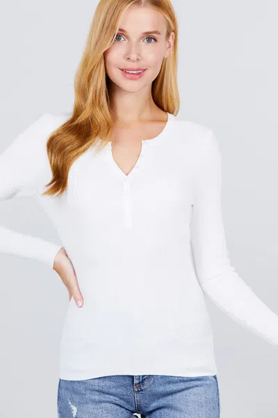 Truedames Viscose Henley Sweater In White