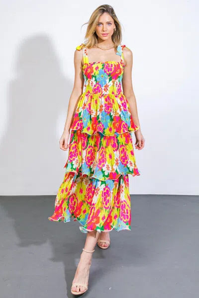 Truedames Visions From The Meadow Woven Midi Dress In Multi