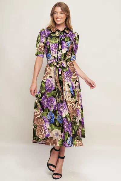 Truedames Vivid Heritage Woven Midi Dress In Multi