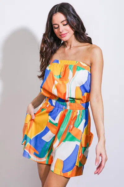 Truedames Vivid Imagination Woven Romper In Multi