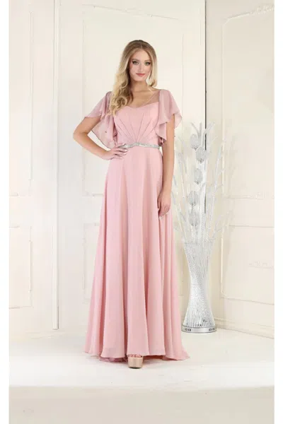 Truedames V-neck Bell Sleeve Chiffon A-line Formal Dress In Multi