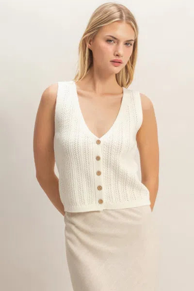 Truedames V-neck Knit Tank Top In White