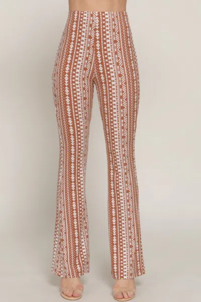 Truedames Waist Elastic Slim Flare Print Pants In Pink